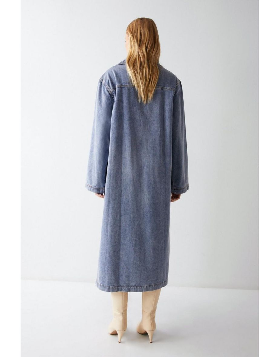 Denim Long Sleeve Midi Smock Dress - 3