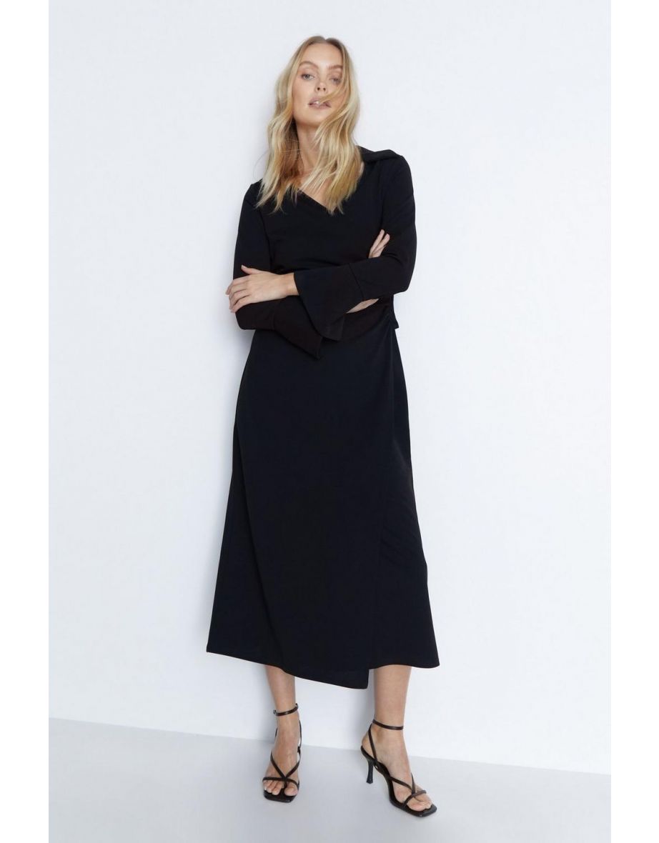 Warehouse black hot sale button dress