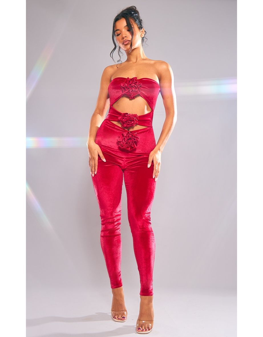 Red sales bandeau jumpsuit