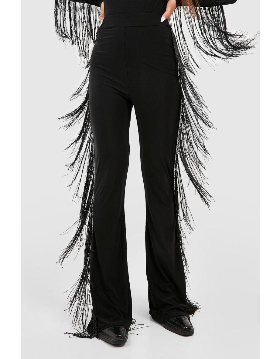 Slinky Fringe Trim Flares - black - 3