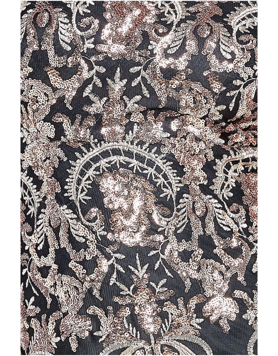 Goddiva Bardot Sequin Embroidered Maxi Dress - 3