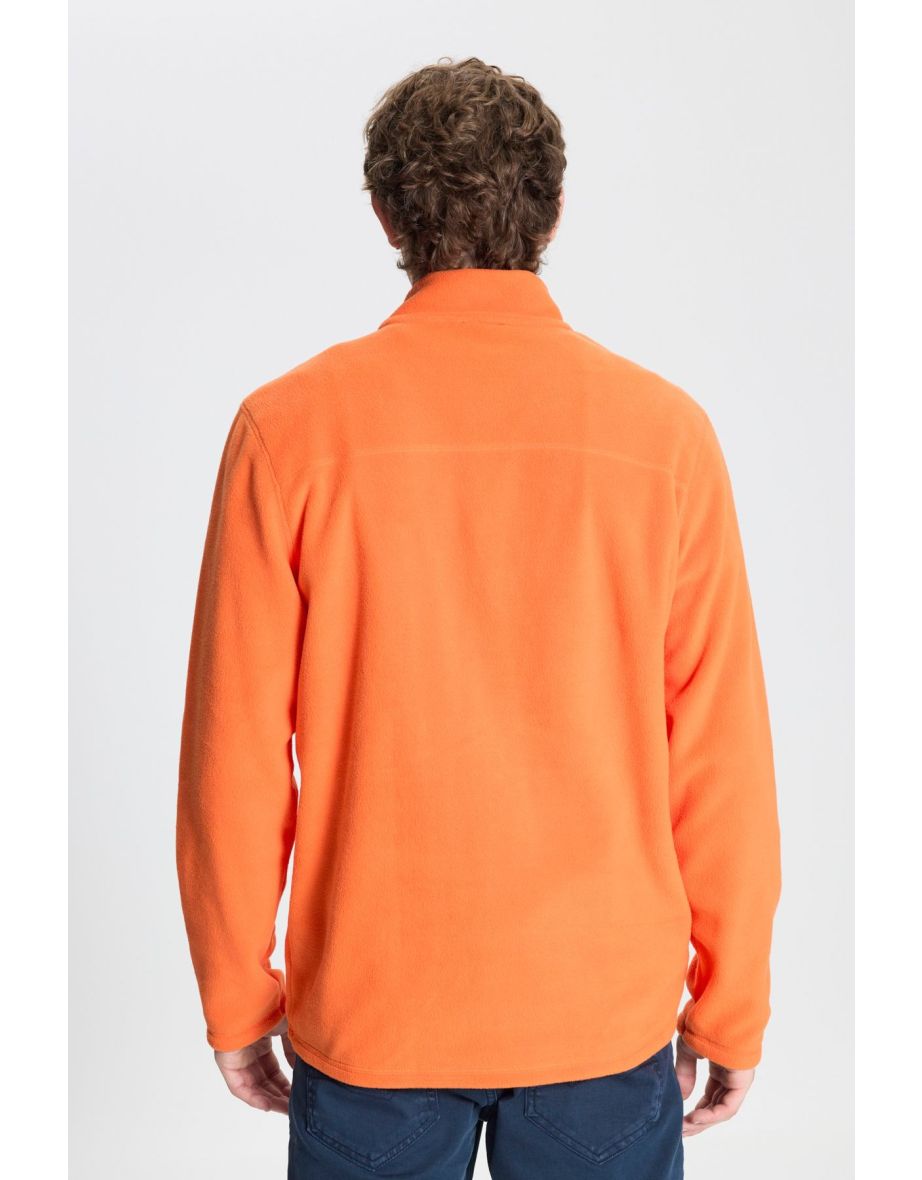 Men's Orange Anti-pilling Anti-Pilling Standard Fit High Neck Cold Proof Fleece Sweatshirt - 4
