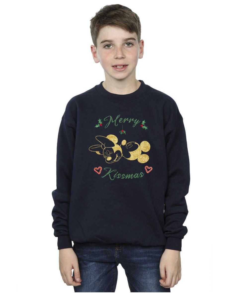 Disney Boys Mickey Mouse Merry Kissmas Sweatshirt - Navy Blue