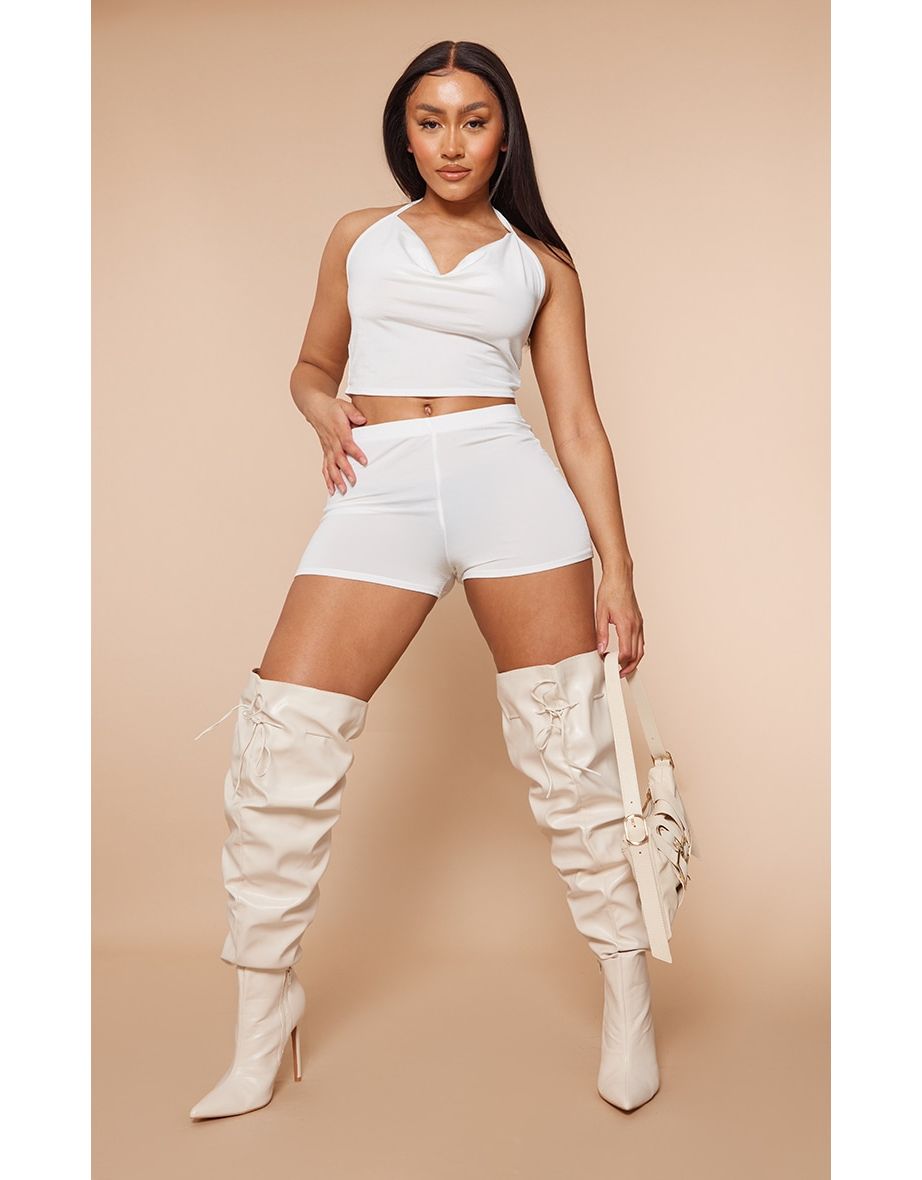 Shape White Slinky Hot Pants