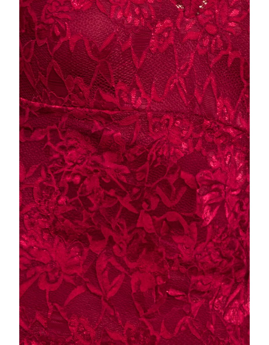 Goddiva Off The Shoulder Scalloped Neck Maxi Dress - Wine - 3
