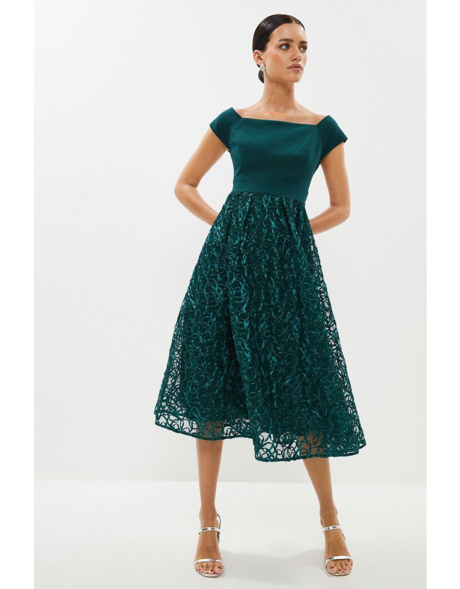 Petite Embroidered Midi Dress