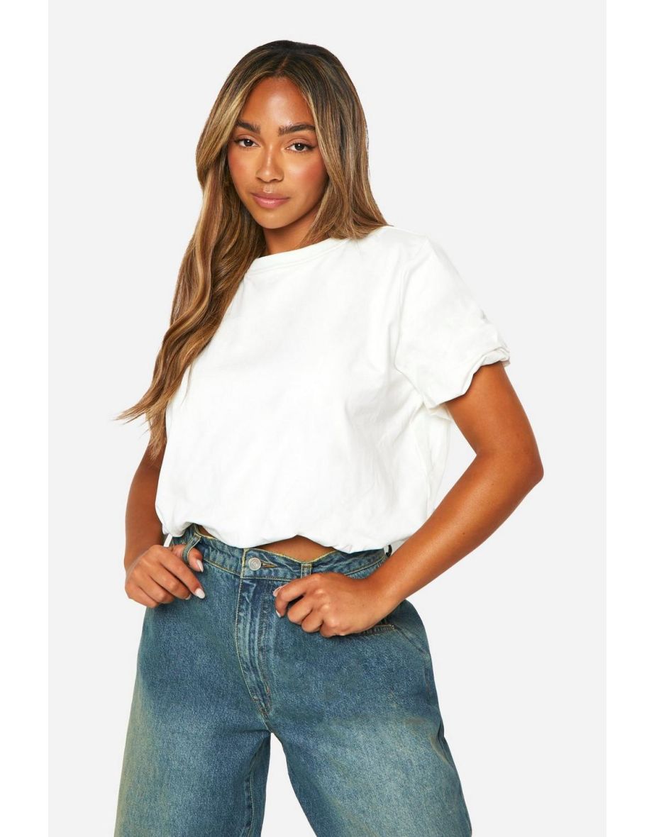 Cotton Bubble Hem Tshirt - white