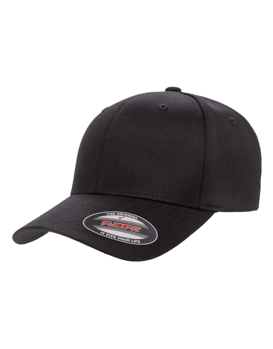 Yupoong Mens Flexfit Fitted Baseball Cap - Black/Black