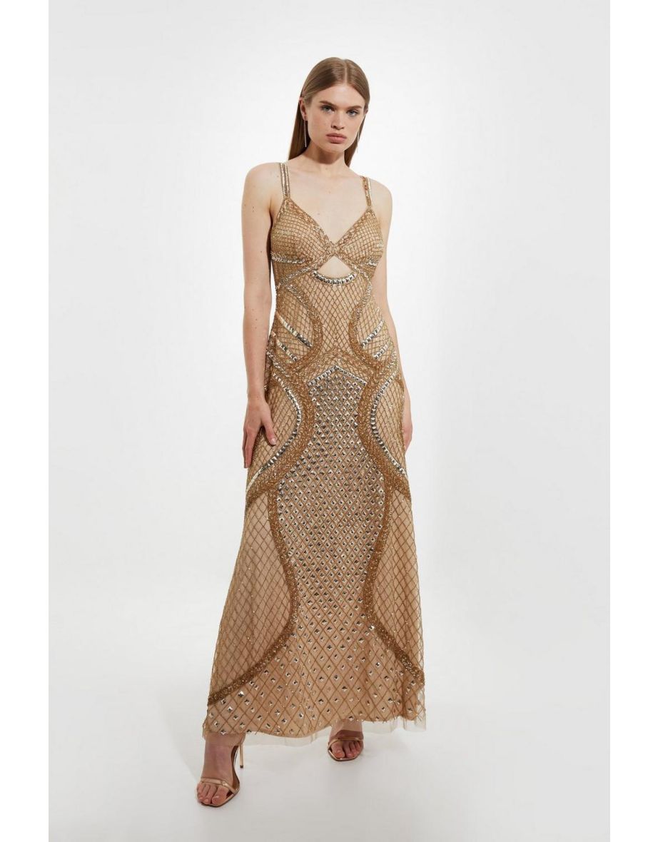 Petite Premium Embellished Cut Out Maxi Dress