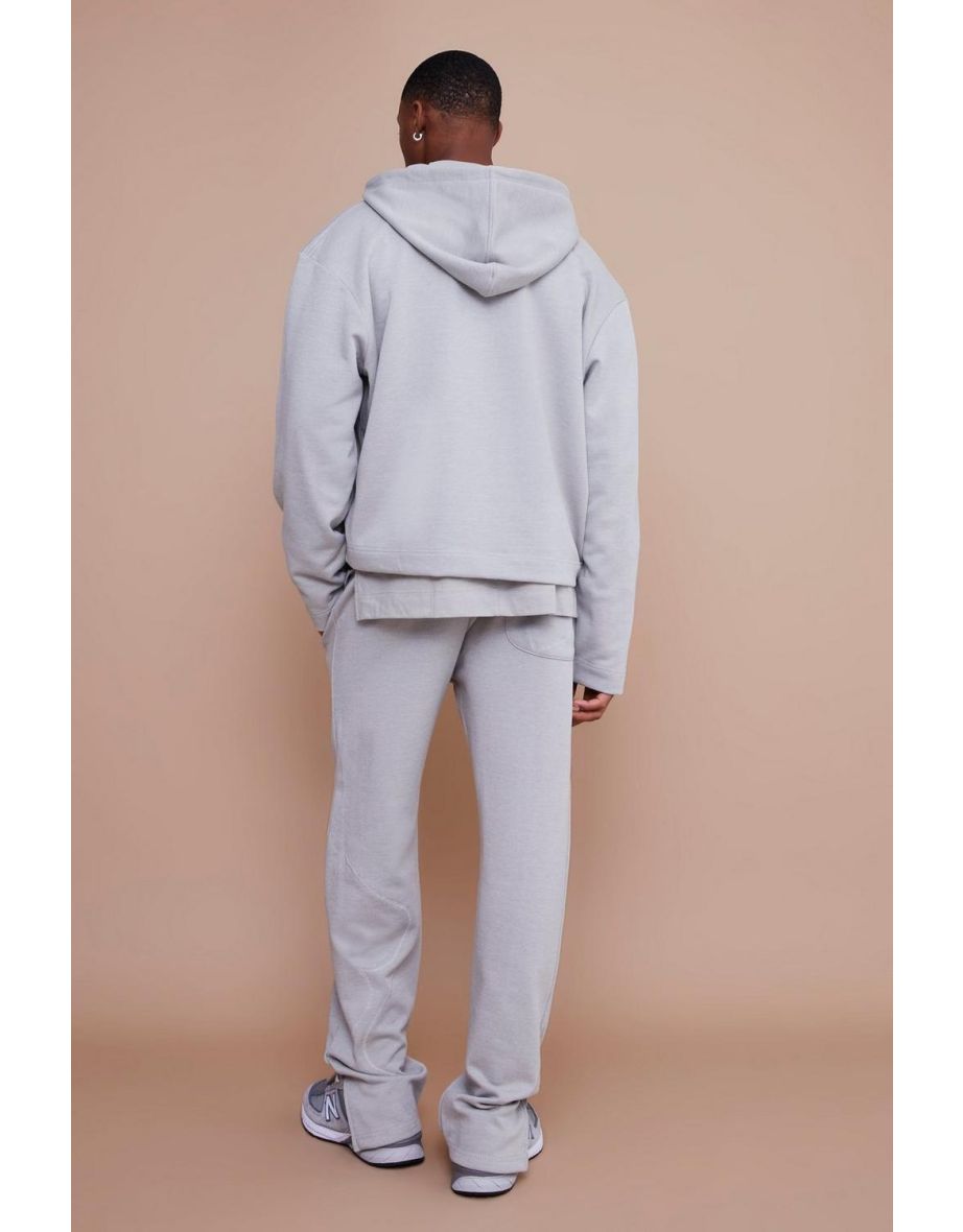 Oversized Boxy V Neck Heavyweight Hoodie - dark grey - 1