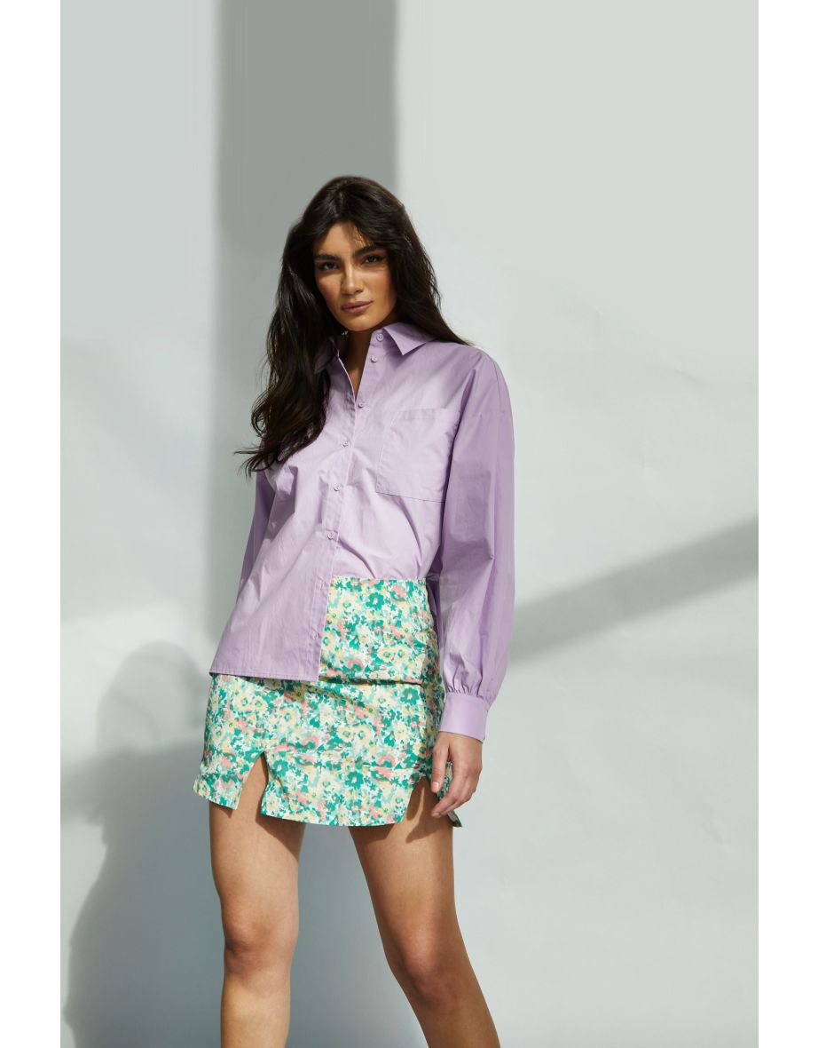 Column Mini Skirt with Floral Prints - 3