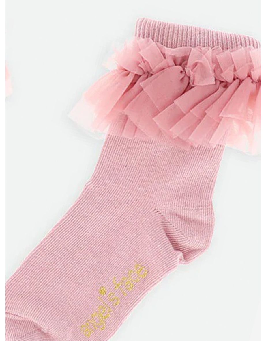 Girls Frilly Socks in Pink - 2
