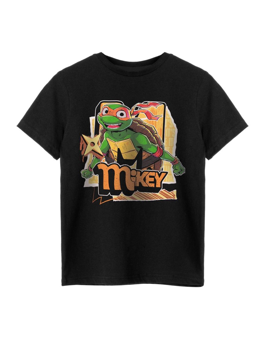 Teenage Mutant Ninja Turtles Childrens/Kids Michelangelo Short-Sleeved T-Shirt - Black