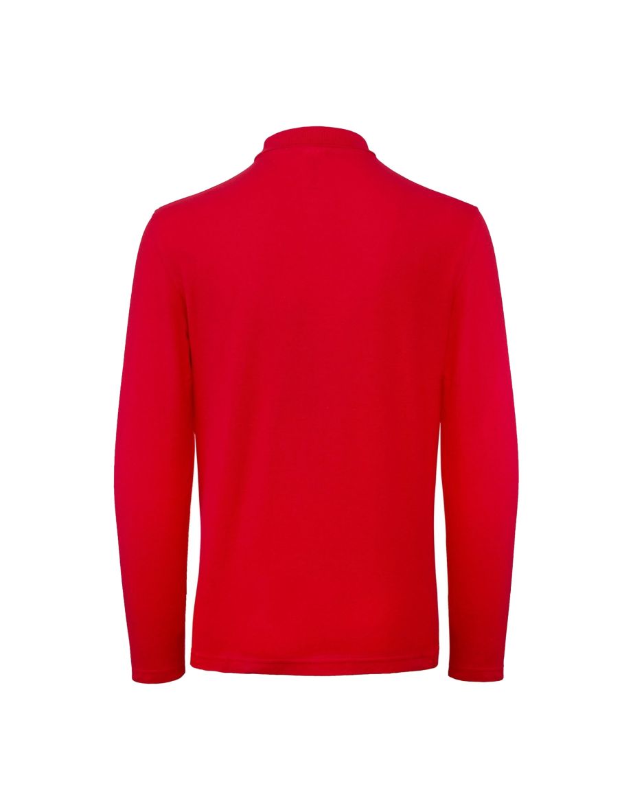 B&C Collection Mens Long Sleeve Polo Shirt - Red - 1