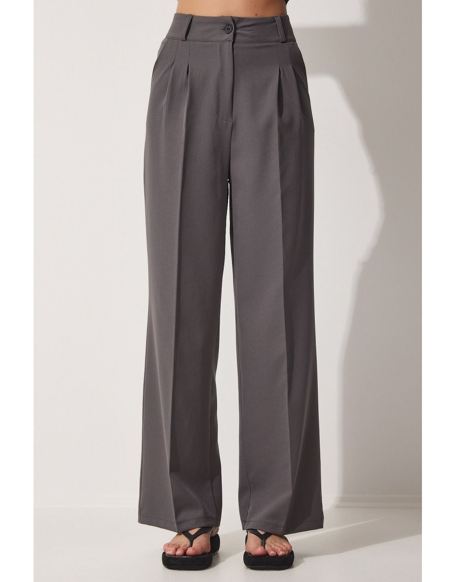 Pants - Gray - Wide leg - 3