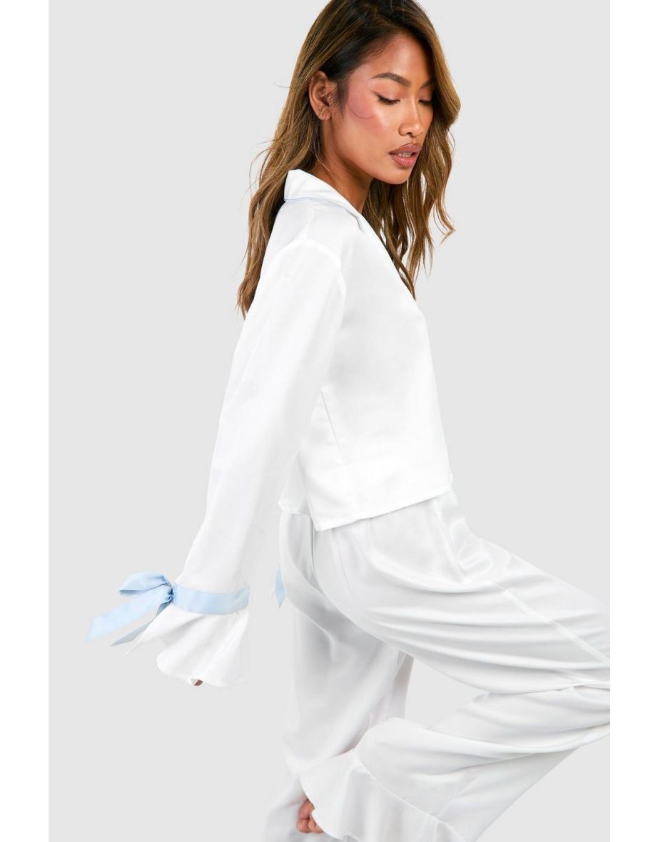Bridal Something Blue Trouser Pyjama Set - white - 3