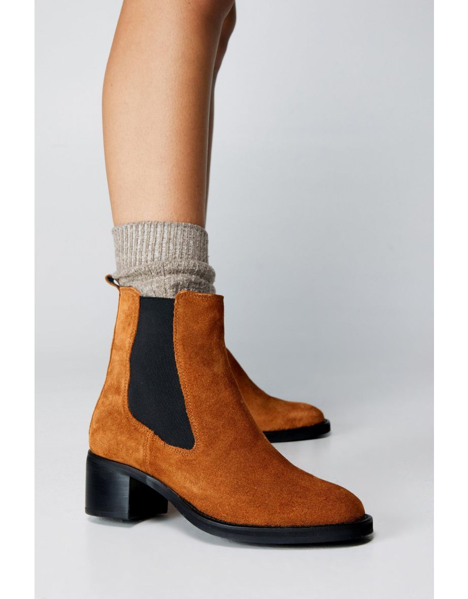 Suede Heeled Chelsea Boots - 3