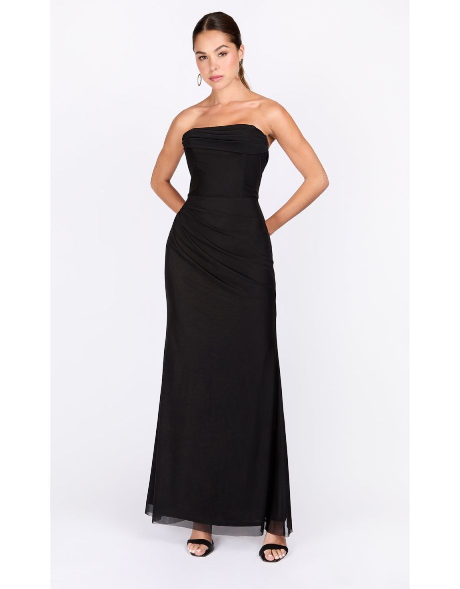 Black Mesh Bandeau Maxi Dress