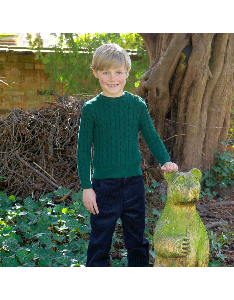 Boys cable Knit Jumper in Green