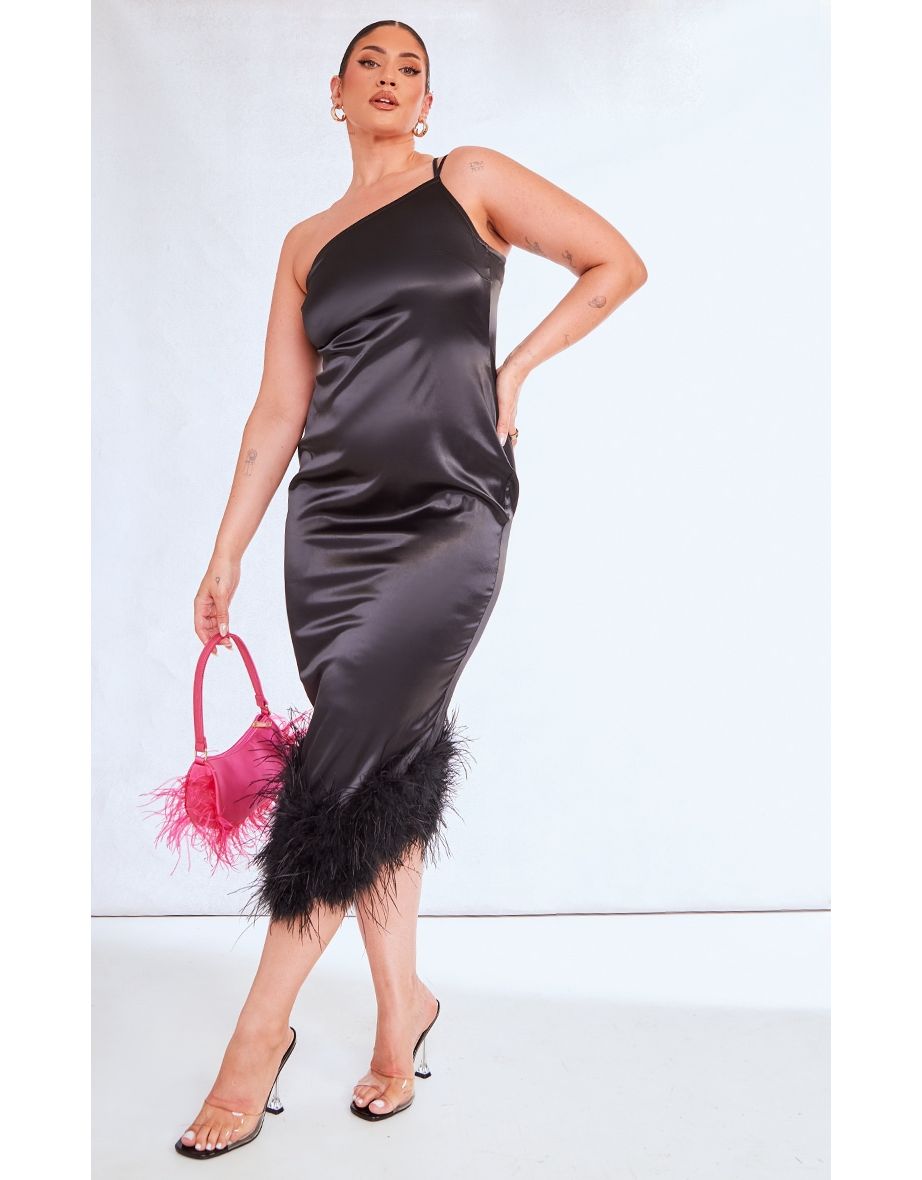 Pretty little thing black cheap feather dress