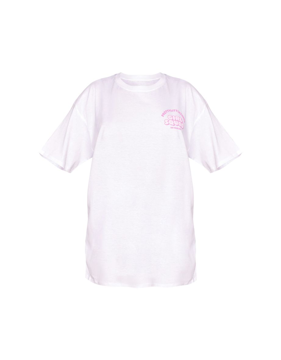 White Girl Squad Graphic Printed Oversized T-shirt - 4
