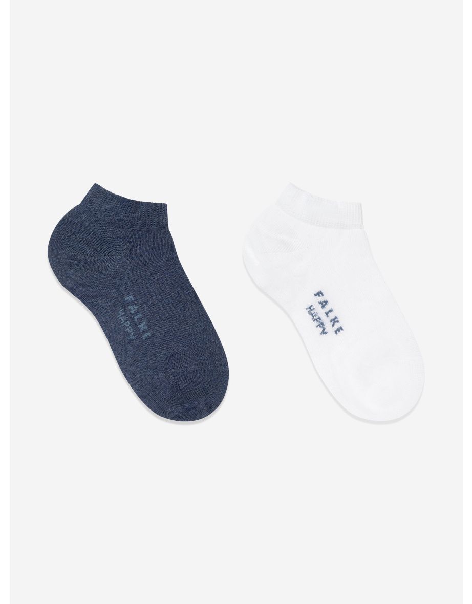 Kids Happy 2 Pack Trainer Socks in Blue