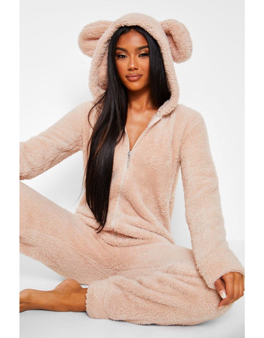 Fleece Ear Onesie - beige