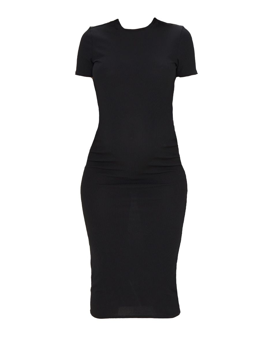 Maternity Black Ribbed Crew Neck Midi Dress - 4
