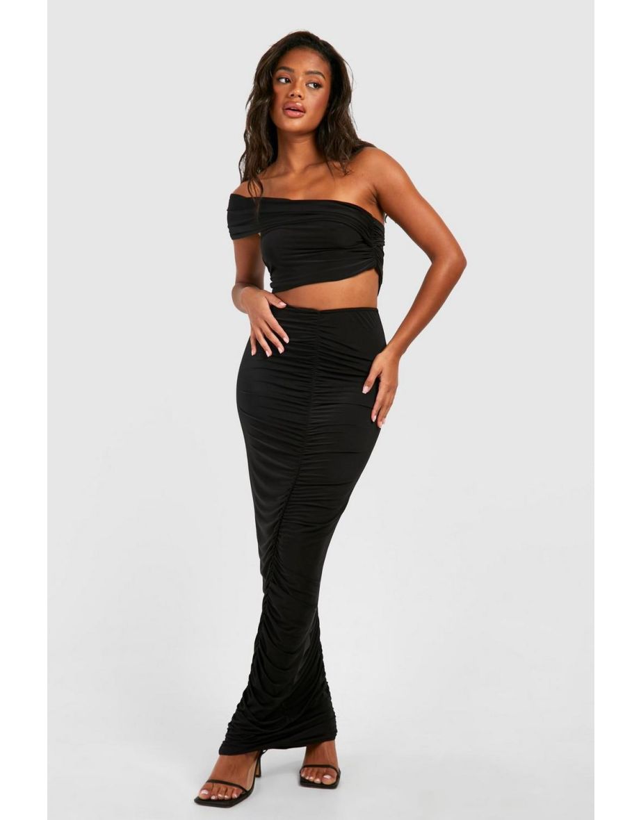 Ruched Maxi Skirt - black