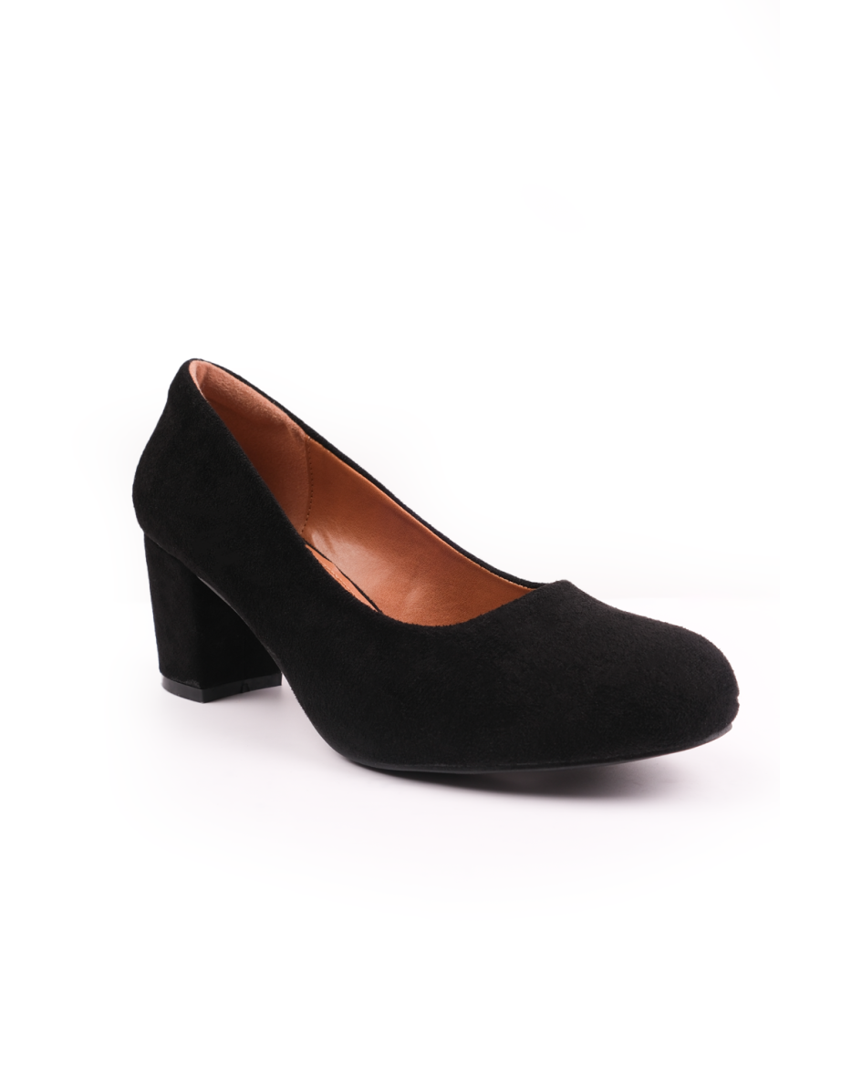 MELROSE MID BLOCK HEEL COURT SHOES IN BLACK SUEDE - 2