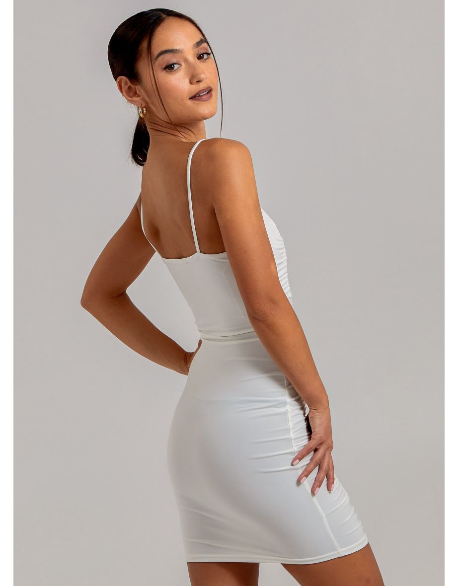 Strappy Gathered Slinky Mini Dress - 4