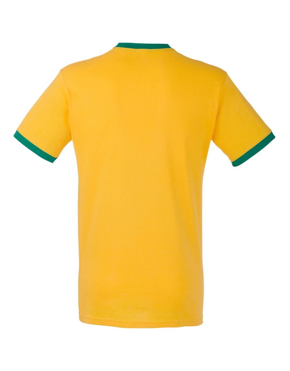Fruit Of The Loom Mens Ringer Short Sleeve T-Shirt - Sunflower/Kelly Green - 1