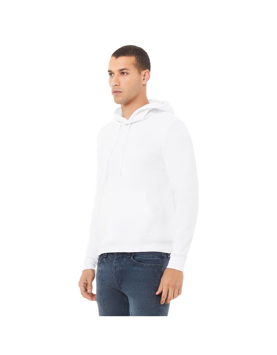 Bella + Canvas Unisex Pullover Polycotton Fleece Hooded Sweatshirt / Hoodie - White - 3