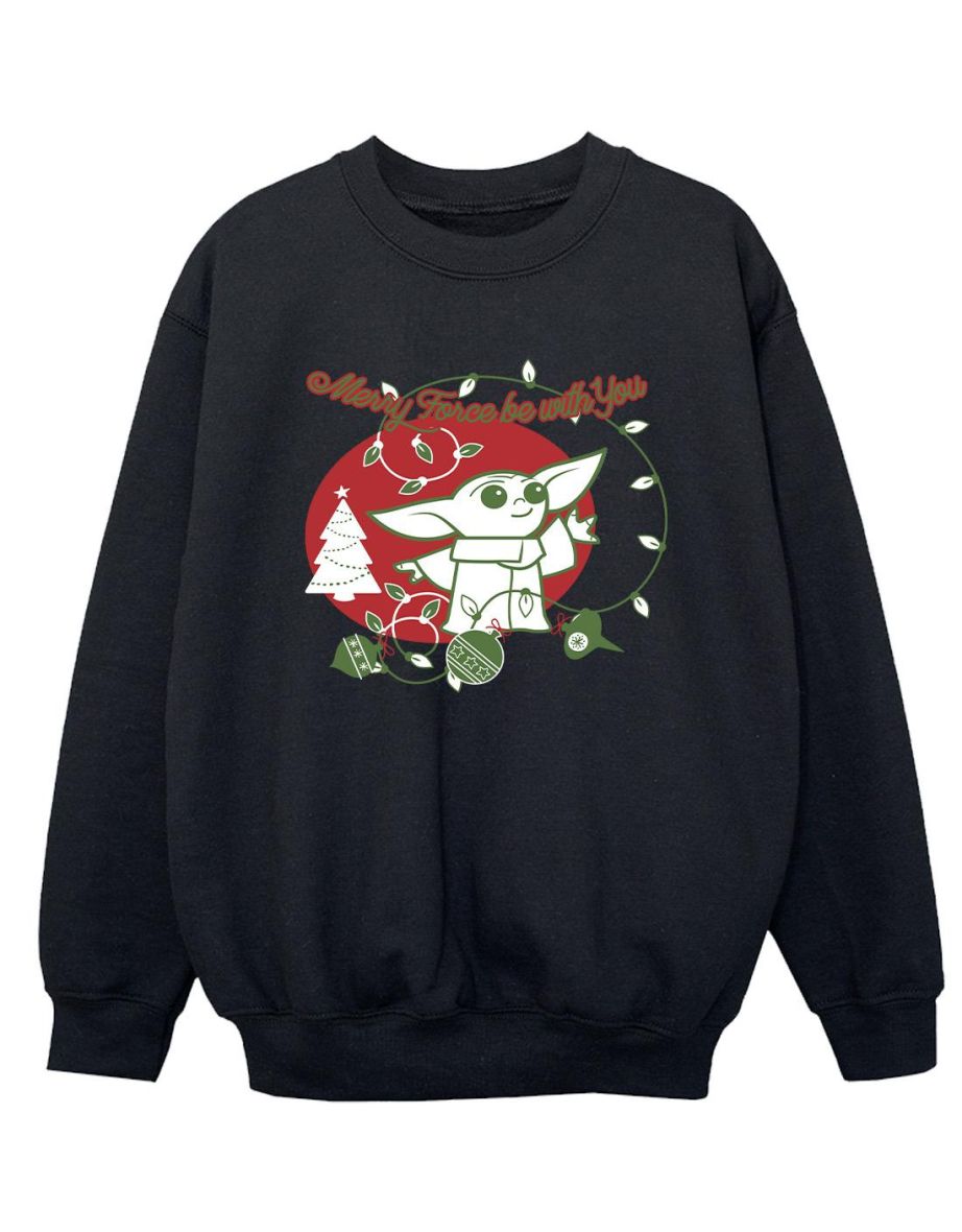 Star Wars The Mandalorian Boys Baby Yoda Force Be With You Sweatshirt - Black