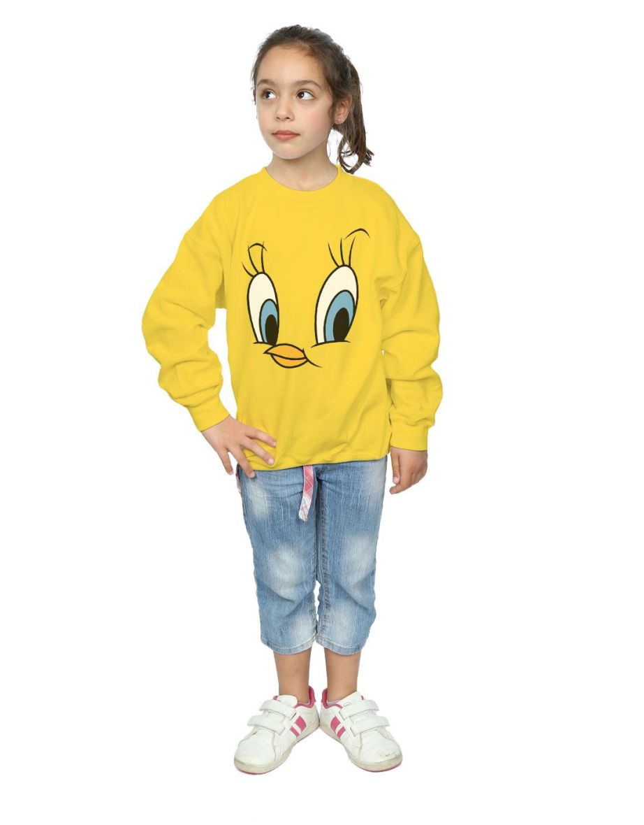 Looney Tunes Girls Tweety Pie Face Sweatshirt - Sunflower - 3