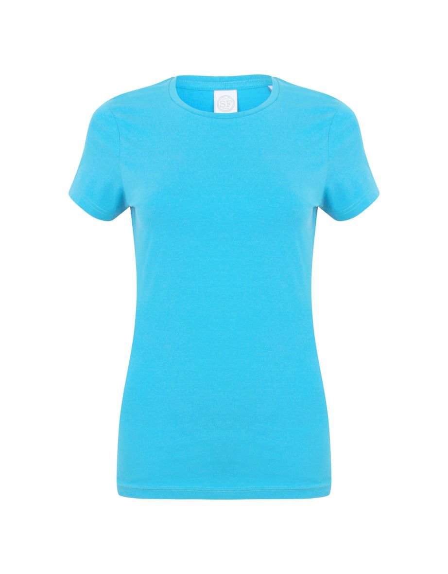 Skinni Fit Womens/Ladies Feel Good Stretch Short Sleeve T-Shirt - Surf Blue