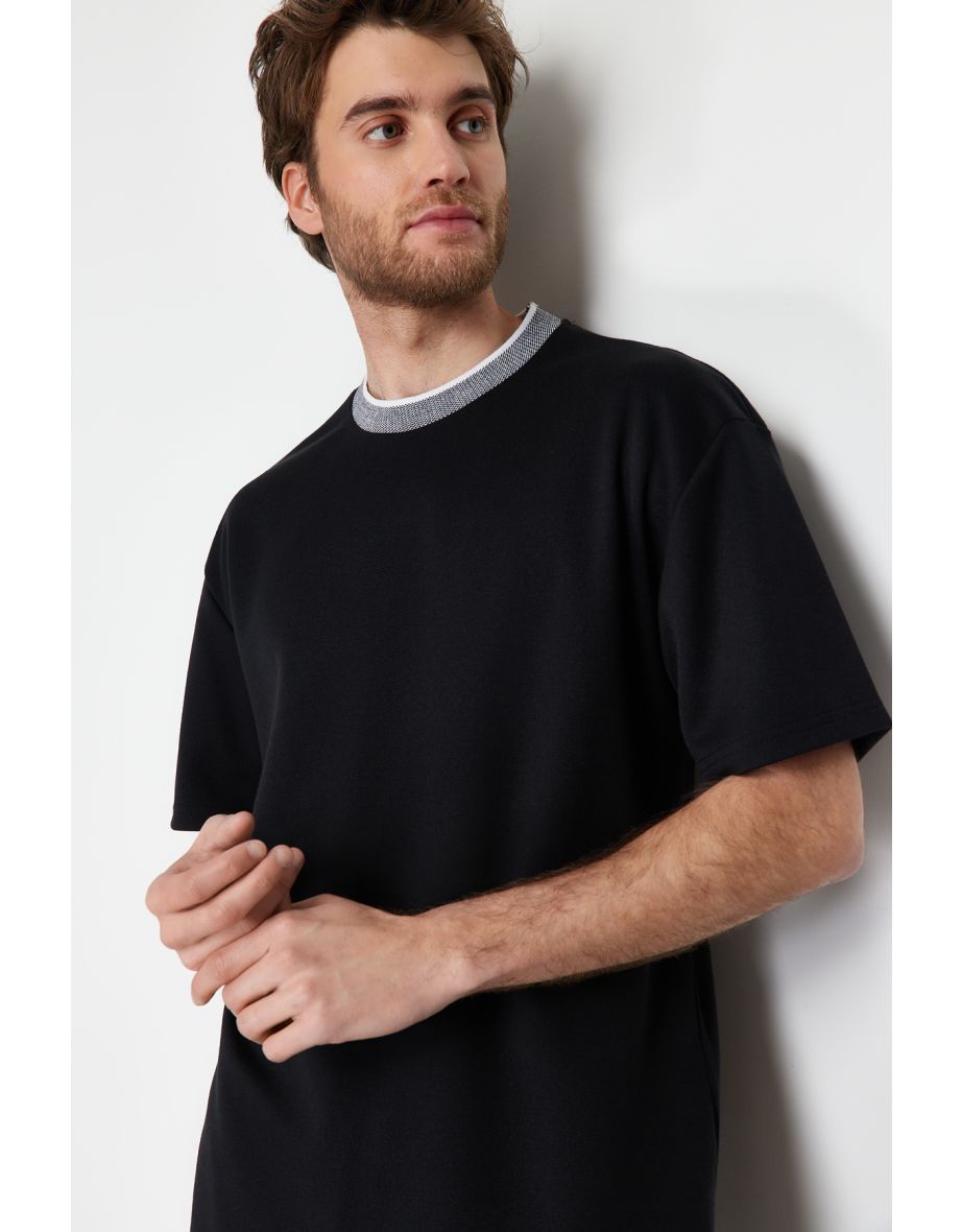 Limited Edition Basic Men's Relaxed/Comfortable Fit Short Sleeve Textured Pique T-Shirt - 7