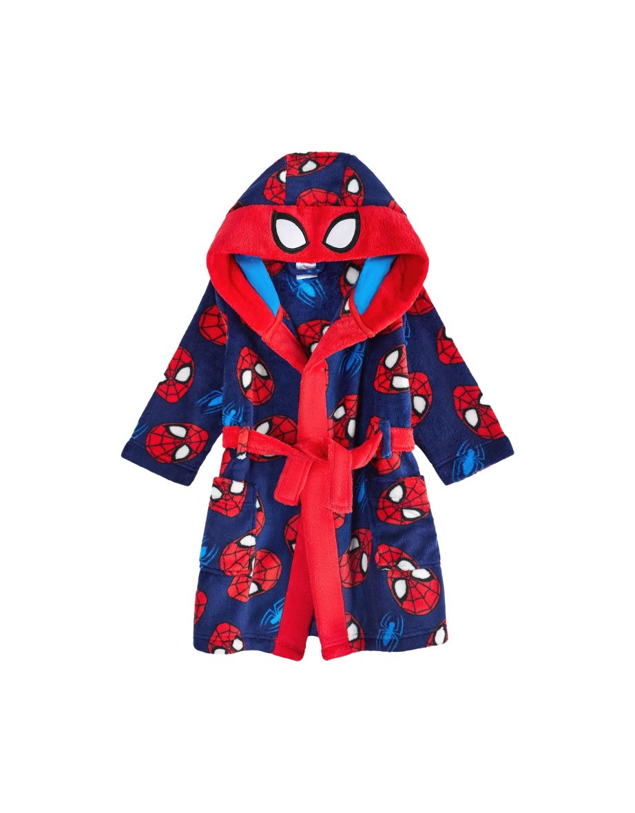Spider-Man Boys All-Over Print Hooded Robe - Red/Blue