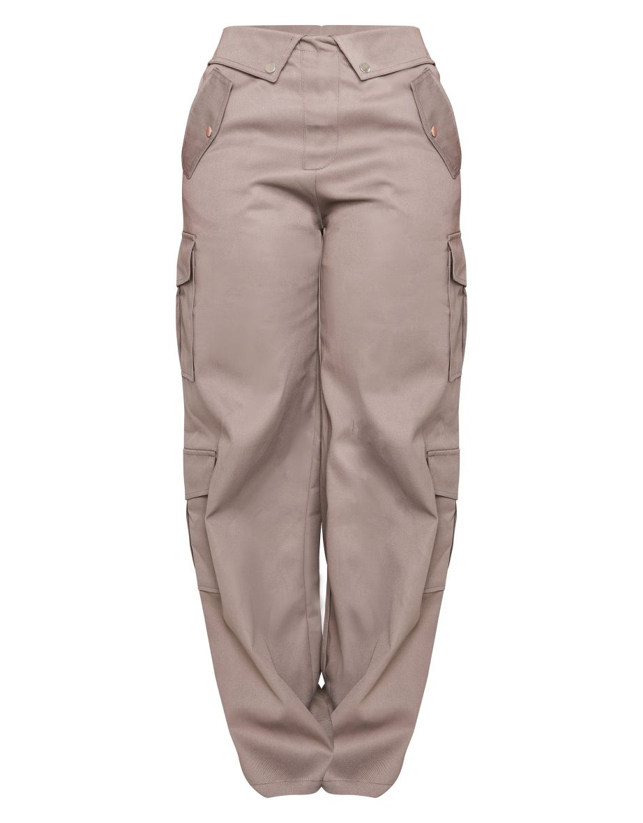 Shape Charcoal Cargo Fold Waistband Pocket Detail Trousers - 4