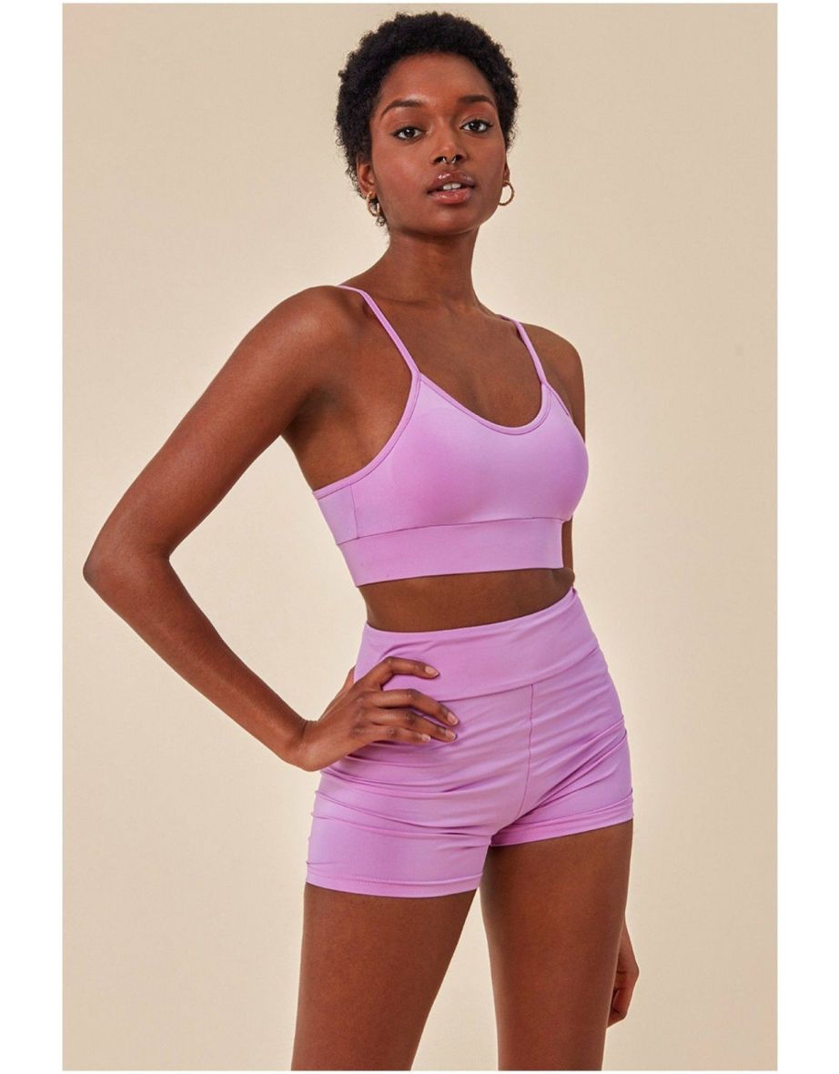 Cosmochic Cropped Bralette & Cycle Short Set - Purple - 3