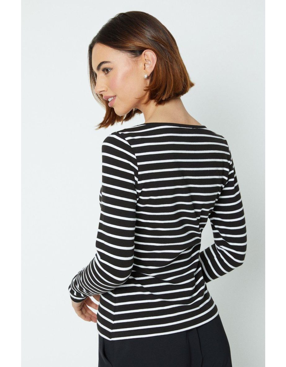 Stripe Scoop Neck Jersey Top - 2