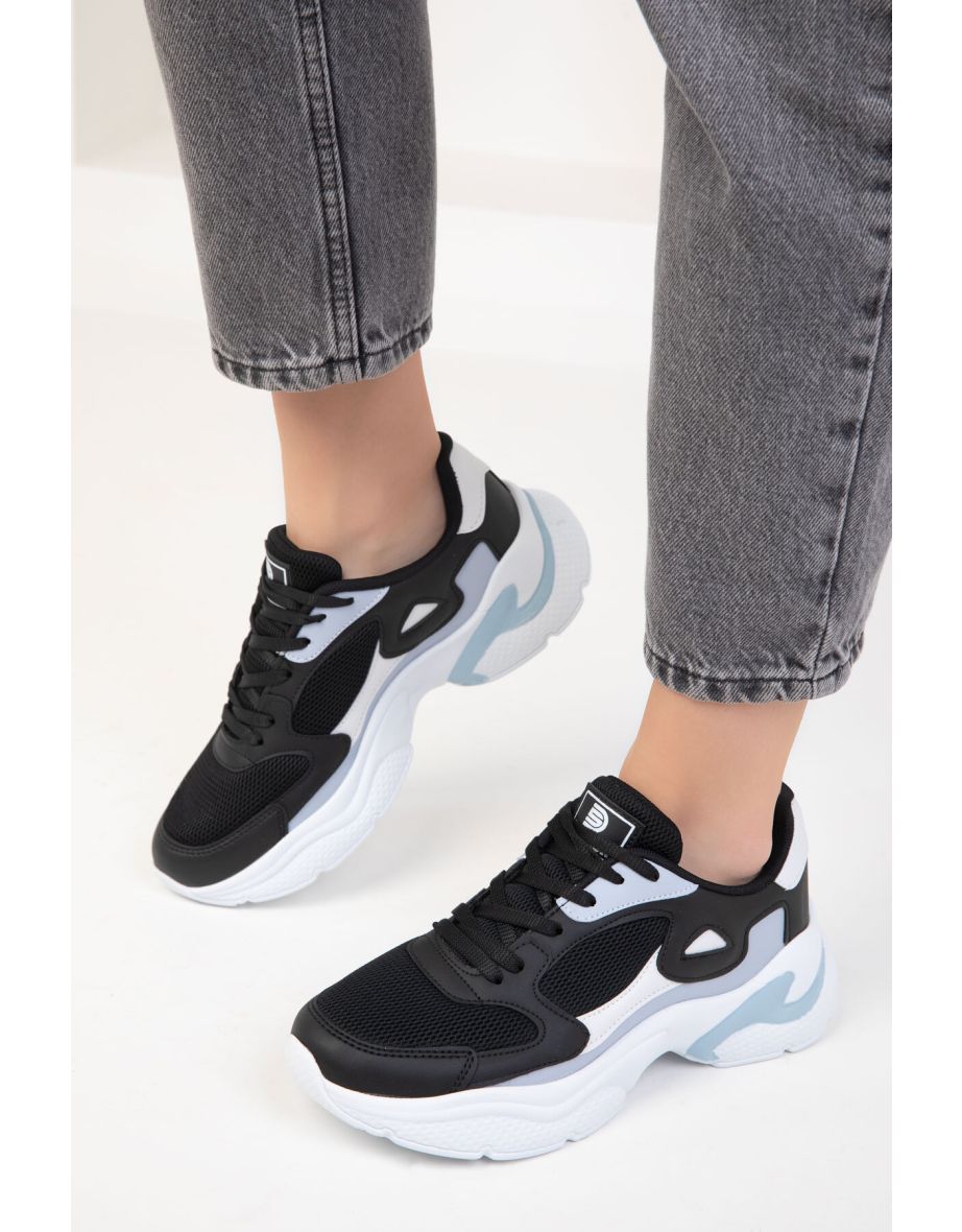 Black-White-Blue Women's Sneaker 18147 - 4