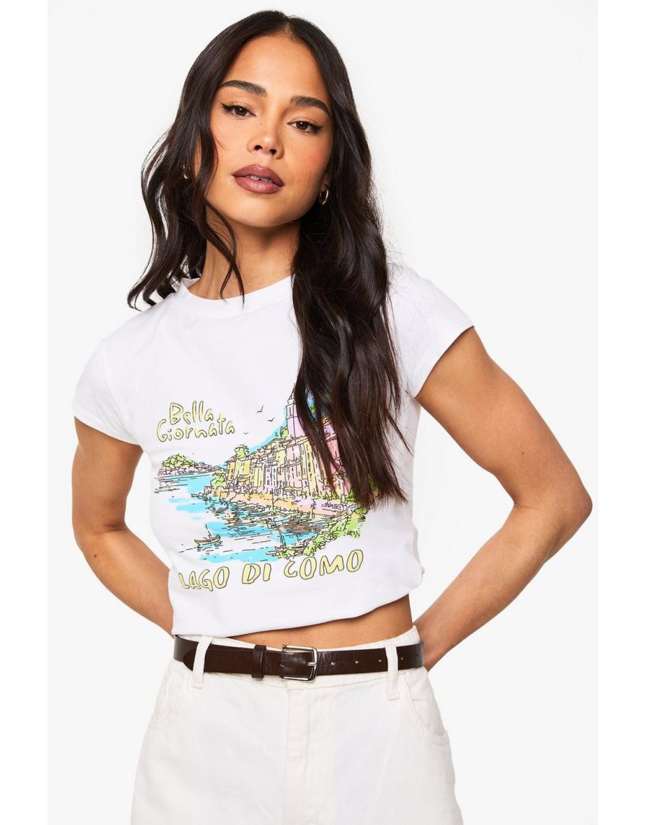 Lake Como Baby Tee - white
