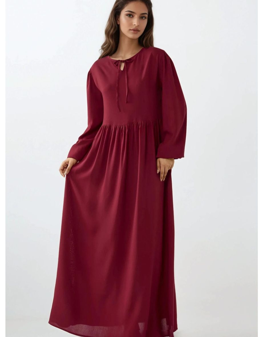 Maxi Dress with A-Form Fit and Crew Neck