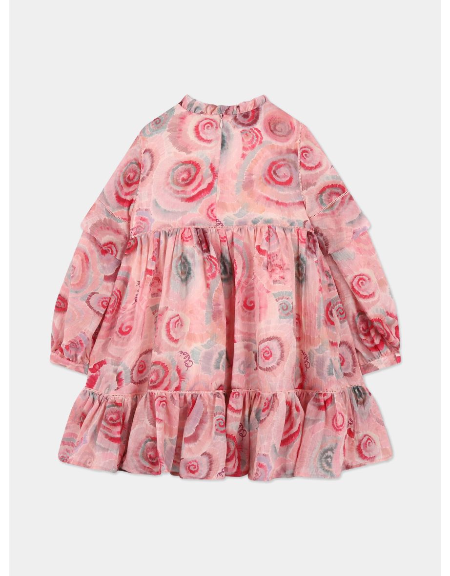 Chloé Girls Spiral Print Ceremony Dress in Pink - 3