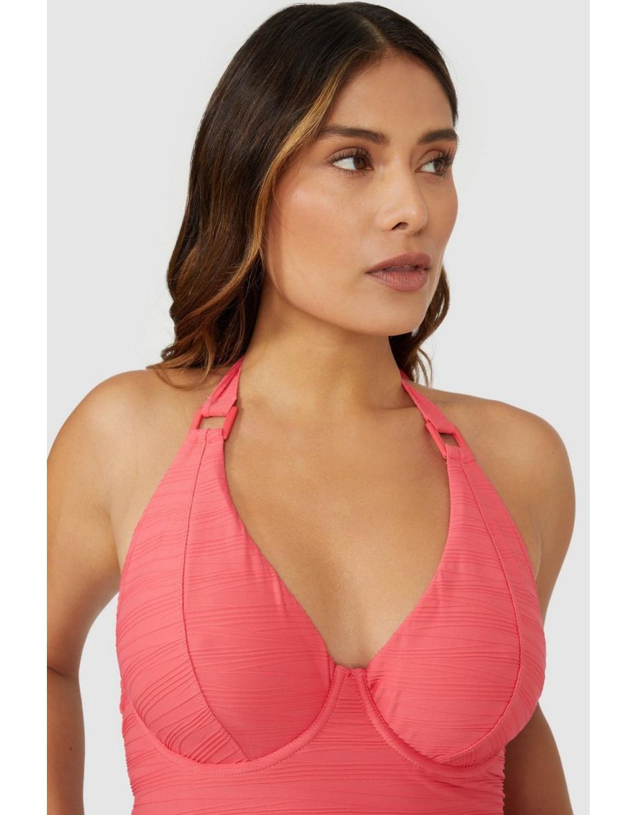 Gorgeous DD+ Non Pad Plunge Tankini Top - pink - 2