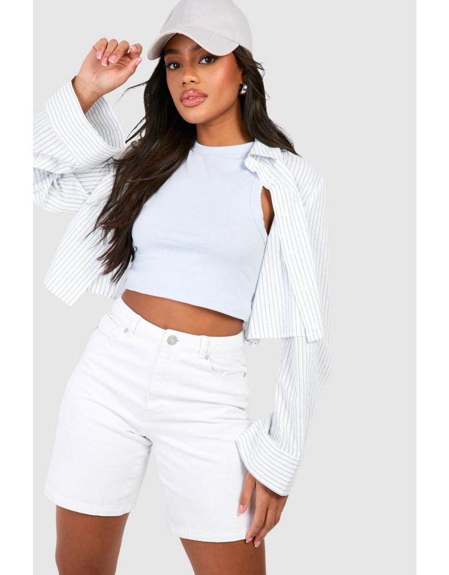 Basic Boyfriend Denim Shorts - white