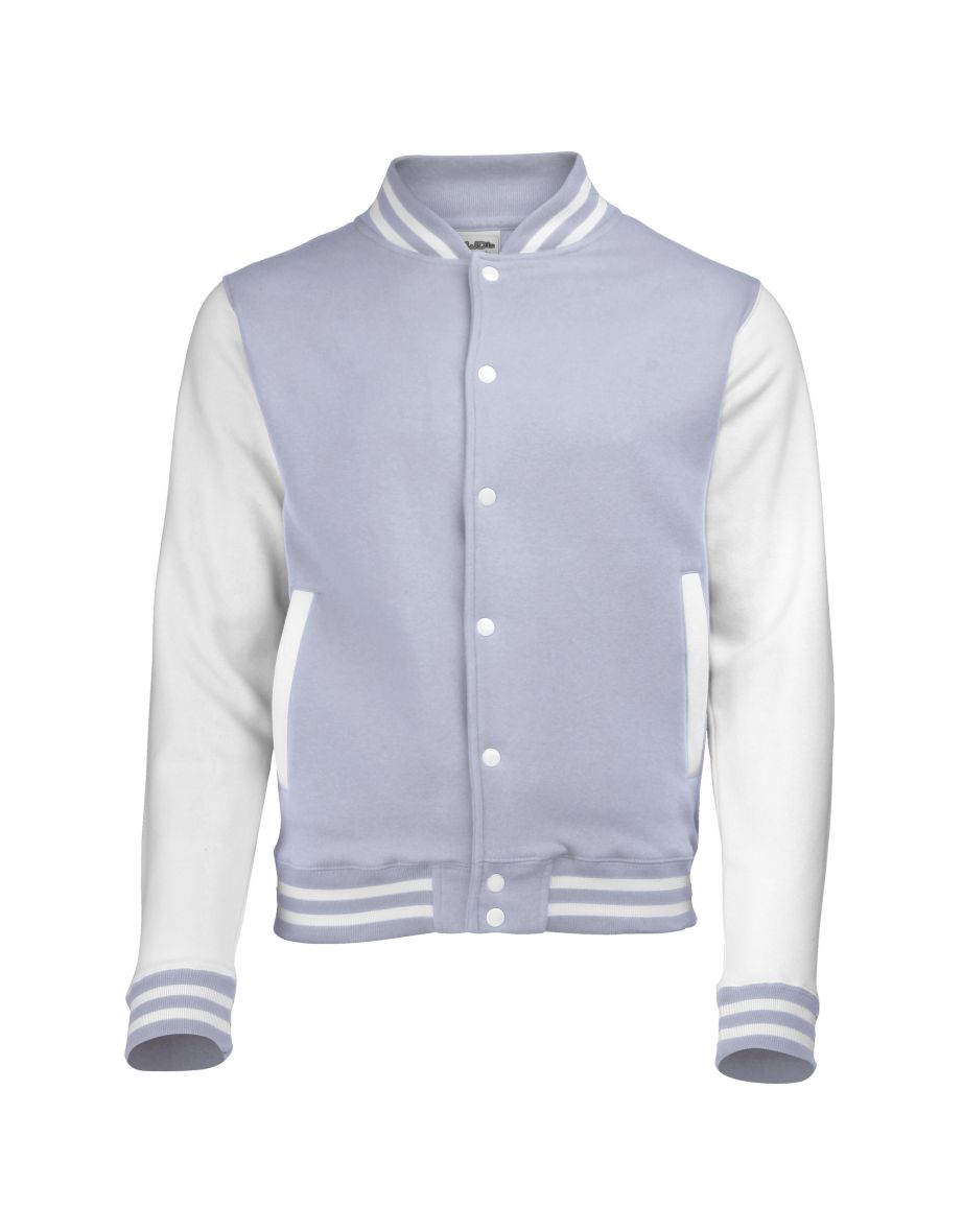 Awdis Unisex Varsity Jacket - Heather Grey /White