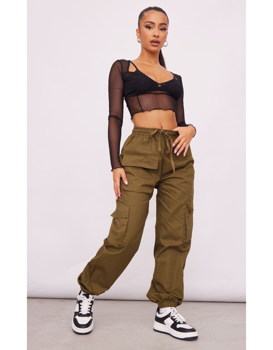 Women's petite khaki cargo on sale pants