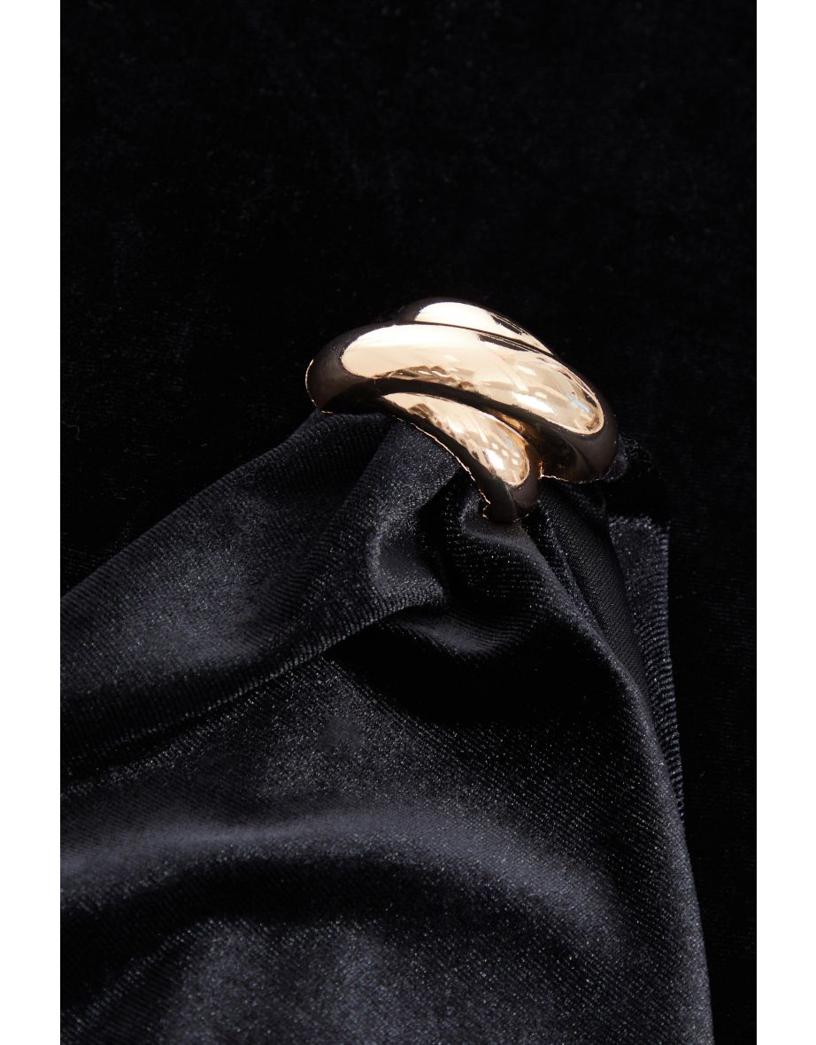Black Velvet One Shoulder Midaxi Dress - 5